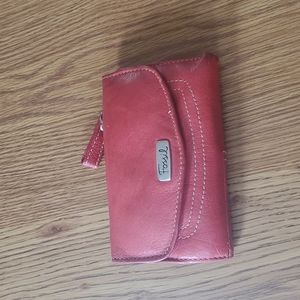 Fossil red leather wallet